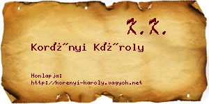 Korényi Károly névjegykártya